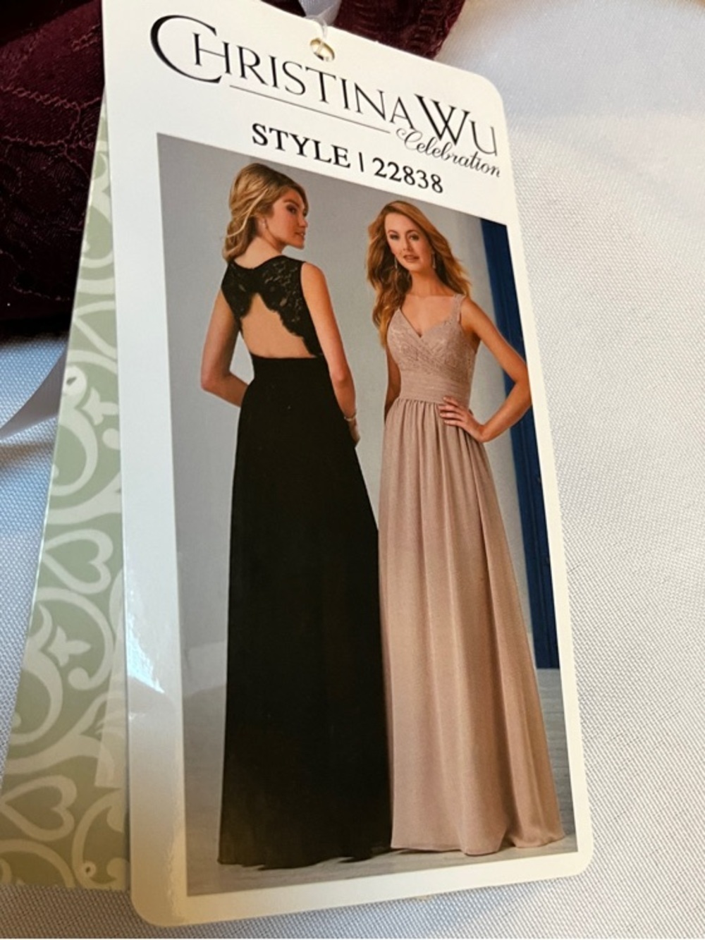 CHRISTINA WU CELEBRATIONS 22838 NWT Size 4 CHIFFON/LACE MAHOGANY - Picture 2 of 16
